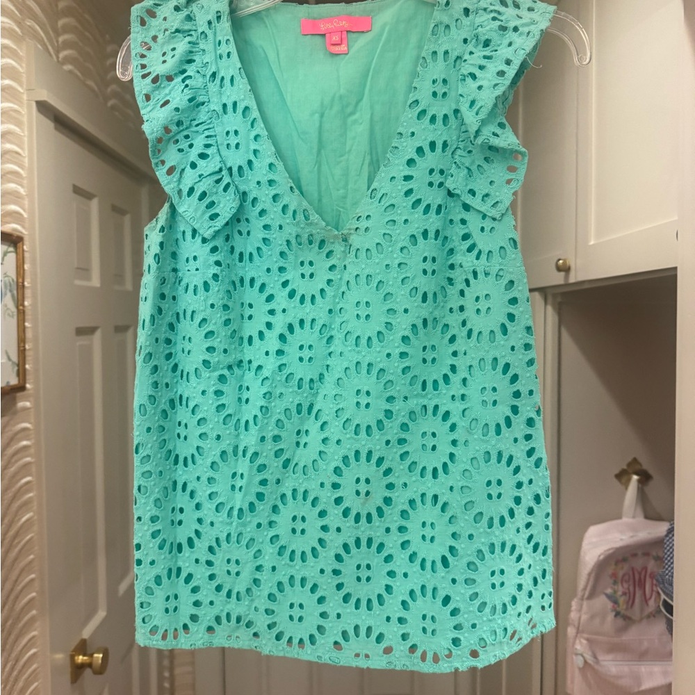 Green Lilly Pulitzer Eyelet Top GUC